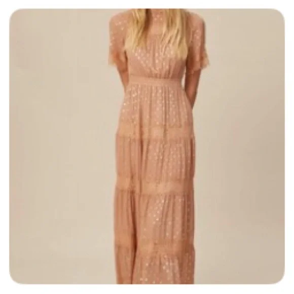 white christmas dresses SORRELL GOLD RUCHED CHIFFON LONG MAXI DRESS – Arelia's Dream main image 0
